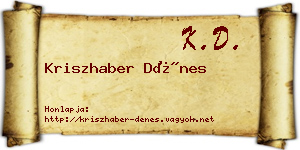 Kriszhaber Dénes névjegykártya